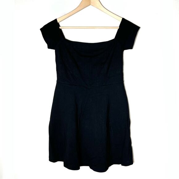 Free People black off shoulder fit and flare mini dress size small S B169 - Picture 1 of 4